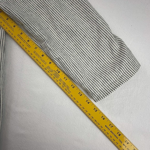 Old Navy Blazer XL Women Gray Pinstripe Double Breasted Linen Blend Business - Picture 10 of 12